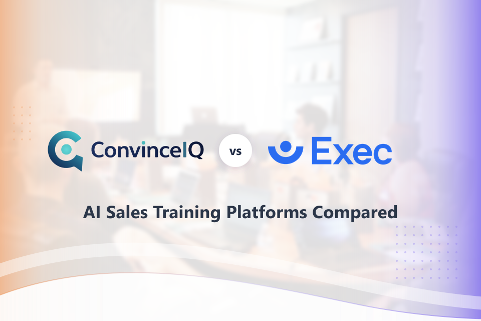 ConvinceIQ vs Exec logos with the caption AI Sales Training Platforms Compared